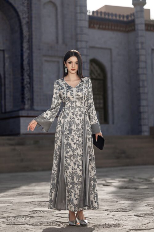AWW2514 Abaya - Fall Grey