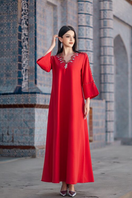 AWW2516 Abaya - Summer Red